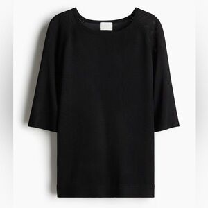 H&M Short Sleeve Knit T-Shirt in Black